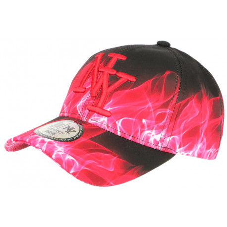 Casquette NY Rouge et Noire Print Streetwear Baseball Fire CASQUETTES Hip Hop Honour