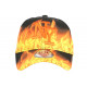 Casquette NY Orange et Noire Design Streetwear Baseball Fire CASQUETTES Hip Hop Honour