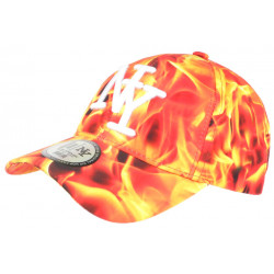 Casquette NY Orange et Blanche Print Flammes Streetwear Baseball Fire CASQUETTES Hip Hop Honour