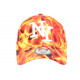Casquette NY Orange et Blanche Print Flammes Streetwear Baseball Fire CASQUETTES Hip Hop Honour