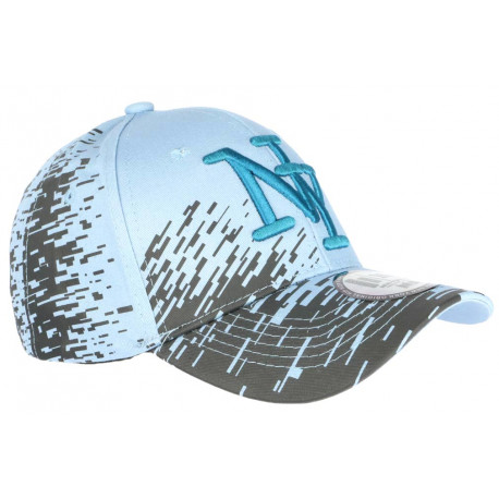 Casquette Enfant Bleue Ciel et Grise Tags Fashion Baseball Noryk de 7 à 11 ans Casquette Enfant Hip Hop Honour