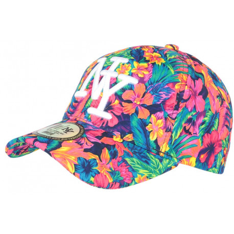 Casquette Enfant Orange et Bleue Fleurs Phuket Baseball de 7 à 11 ans Casquette Enfant Hip Hop Honour