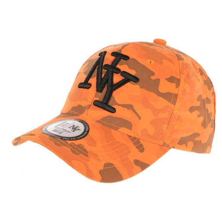 Casquette Enfant Militaire Orange et Noire NY Baseball Kyska 7 a 12 ans Casquette Enfant Hip Hop Honour