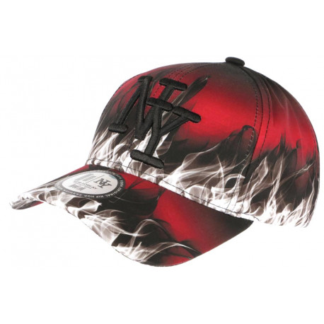 Casquette NY Rouge et Noire Design Streetwear Baseball Fire ANCIENNES COLLECTIONS divers