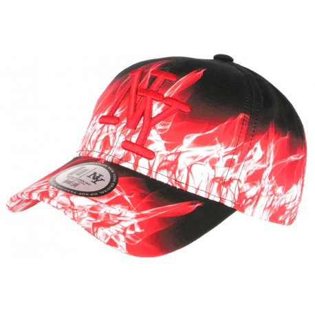 Casquette Enfant Rouge et Blanche Streetwear Fire NY Baseball de 7 a 11 ans Casquette Enfant Hip Hop Honour