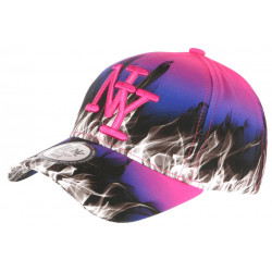 Casquette NY Violette et Rose Flammes Mode Streetwear Baseball Fire ANCIENNES COLLECTIONS divers