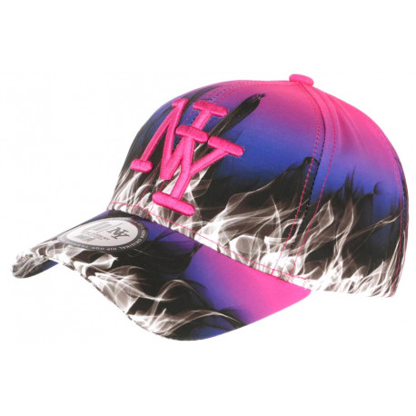 Casquette NY Violette et Rose Flammes Mode Streetwear Baseball Fire ANCIENNES COLLECTIONS divers