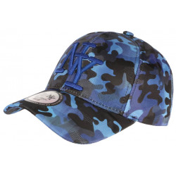 Casquette Enfant Camouflage Bleue et Noire NY Baseball Kyska 7 a 12 ans Casquette Enfant Hip Hop Honour