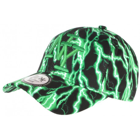 Casquette NY Verte et Noire Design Eclairs Streetwear Baseball Stormy CASQUETTES Hip Hop Honour