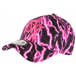 Casquette NY Rose et Noire Style Eclairs Streetwear Baseball Stormy CASQUETTES Hip Hop Honour