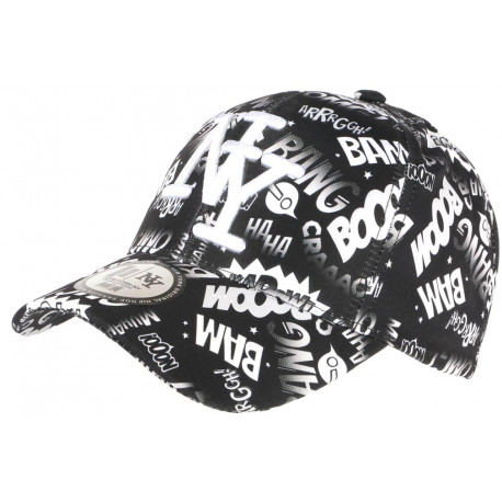 Casquette Enfant NY Noire et Blanche Fashion Baseball Bang Boum de 7 à 11 ans Casquette Enfant Hip Hop Honour