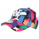 Casquette NY Rose et Bleue Patchwork Pop Art Baseball Arlek CASQUETTES Hip Hop Honour