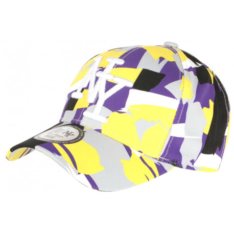 Casquette NY Jaune et Violette Design Patchwork Pop Art Baseball Arlek CASQUETTES Hip Hop Honour