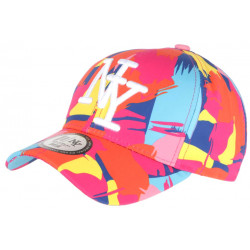 Casquette NY Orange et Bleue Look Patchwork Pop Art Baseball Arlek CASQUETTES Hip Hop Honour