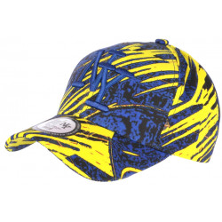 Casquette NY Bleue et Jaune Style Ethnique Baseball Waxa ANCIENNES COLLECTIONS divers