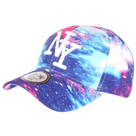 Casquette NY Bleue et Rose Cosmos Design Tendance Baseball Galaxy ANCIENNES COLLECTIONS divers