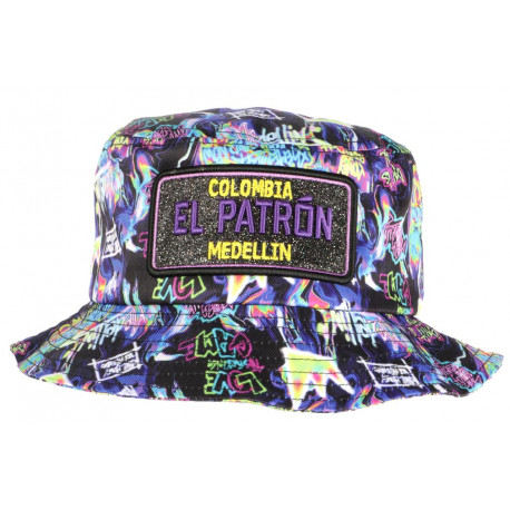 Chapeau Bob El Patron Violet et Bleu Strass Streetwear Colombia Medellin BOB SKR