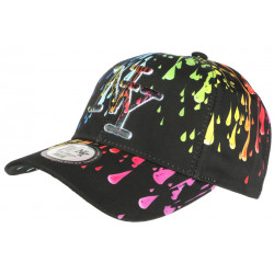 Casquette Enfant Noire et Rouge Design Peinture Original NY Baseball Painter de 7 a 11 ans Casquette Enfant Hip Hop Honour