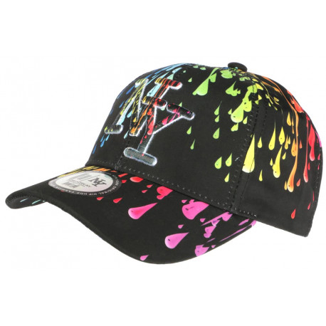 Casquette Enfant Noire et Rouge Design Peinture Original NY Baseball Painter de 7 a 11 ans Casquette Enfant Hip Hop Honour