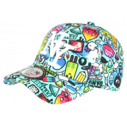 Casquette NY Turquoise et Blanche Streetwear Design Baseball Lisky CASQUETTES Hip Hop Honour