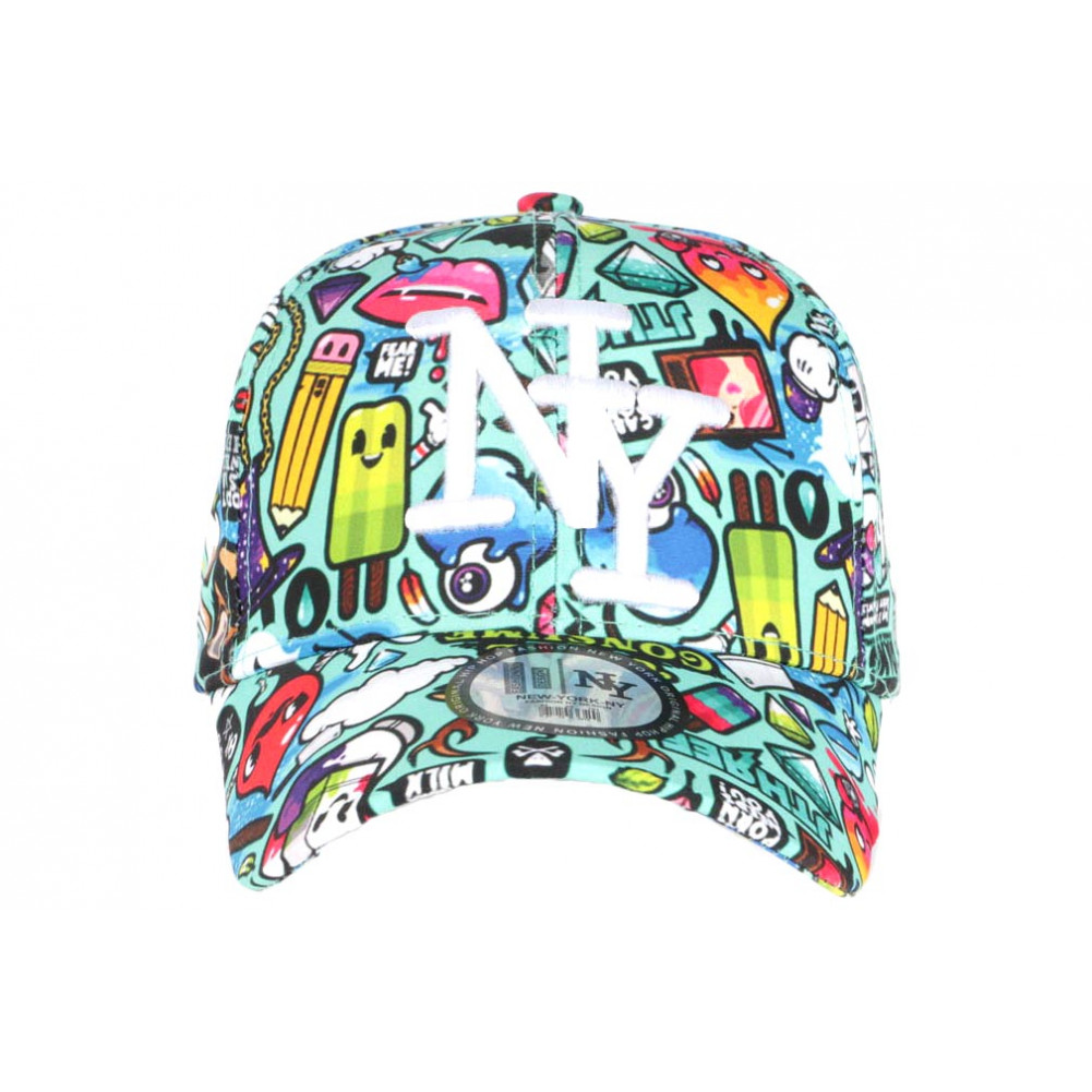 Casquette NY blanc bleu Fashion Hip Hop - Avenuedusac