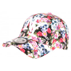 Casquette NY Têtes de Mort et Fleurs Rouges Baseball Skull CASQUETTES Hip Hop Honour