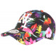 Casquette Enfant Noire et Rouge Fleurs Tropicale NY Baseball Sunset 7 a 12 ans