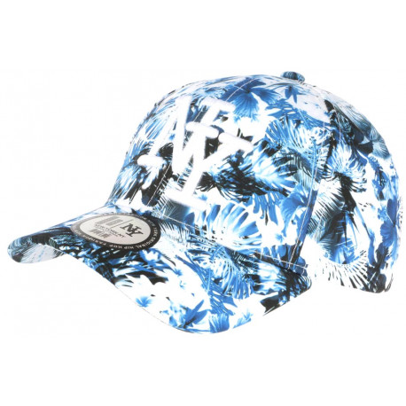 Casquette NY Blanche Fleurs Bleues Exotiques Fantaisies Baseball Phuket ANCIENNES COLLECTIONS divers