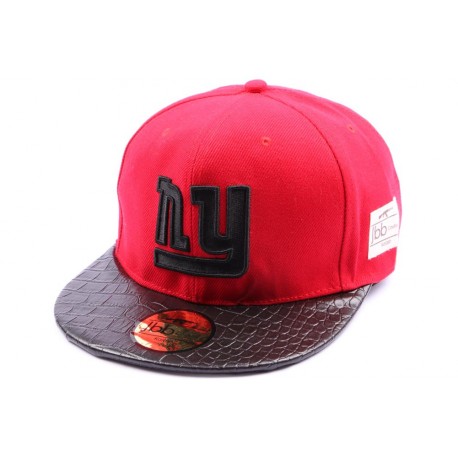 Snapback JBB Couture Rouge avec logo NY noir CASQUETTES JBB COUTURE