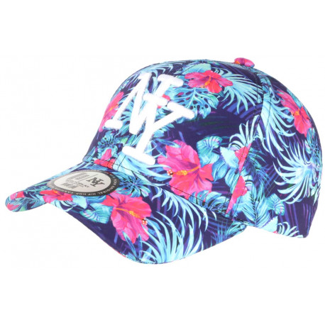 Casquette NY Violette Fleurs Roses Tropicales Fashion Baseball Phuket CASQUETTES Hip Hop Honour