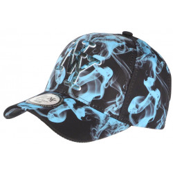 Casquette NY Bleu Ciel et Noire Graphisme Streetwear Baseball Smoky CASQUETTES Hip Hop Honour