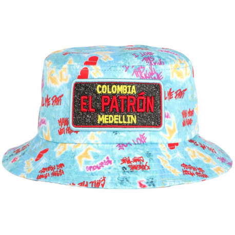 Chapeau Bob El Patron Bleu Turquoise Strass Streetwear Colombia Medellin BOB SKR