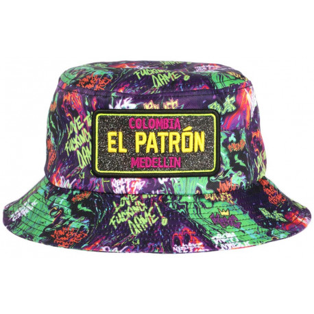 Chapeau Bob El Patron Violet et Jaune Strass Streetwear Colombia Medellin BOB SKR