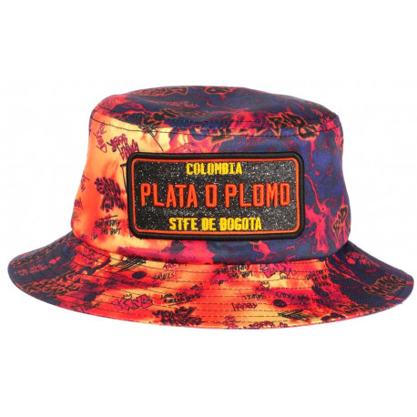 Chapeau Bob Plata o Plomo Orange et Bleu Strass Streetwear Colombia BOB SKR