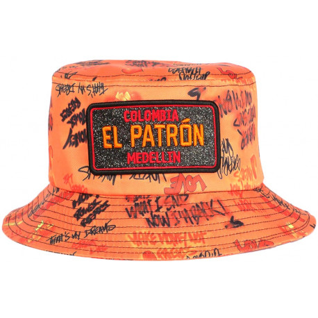 Chapeau Bob El Patron Orange et Noir Strass Streetwear Colombia Medellin BOB SKR