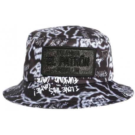 Chapeau Bob El Patron Noir et Gris Strass Streetwear Colombia Medellin BOB SKR