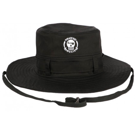 Chapeau Bob La Piraterie Rap Noir Logo Blanc Tête de Mort BOB Piraterie Music