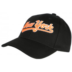 Casquette NY Orange et Noire Vintage en Coton Custom Baseball CASQUETTES Nyls Création