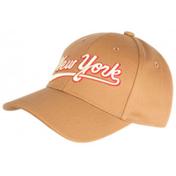 Casquette NY Marron et Rouge Vintage en Coton Custom Baseball CASQUETTES Nyls Création