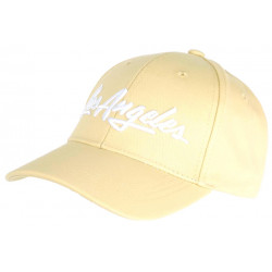 Casquette Los Angeles Beige et Blanche Vintage en Coton Custom Baseball CASQUETTES Nyls Création