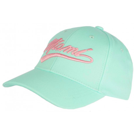 Casquette Miami Verte et Rose Vintage en Coton Custom Baseball CASQUETTES Nyls Création