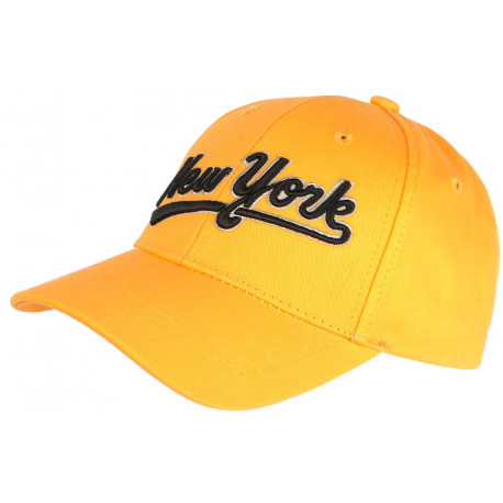 Casquette NY Jaune et Noire Vintage en Coton Custom Baseball CASQUETTES Nyls Création