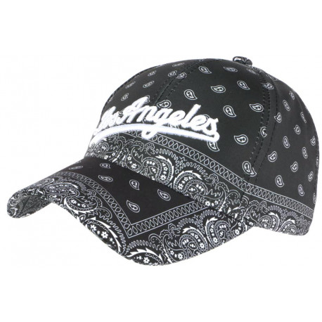 Casquette Los Angeles Noire Bandana Print Blanc Vintage Baseball CASQUETTES Nyls Création