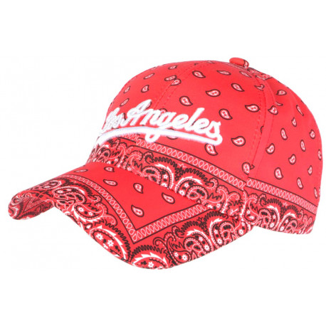 Casquette Los Angeles Rouge Bandana Blanc Fashion Vintage Baseball CASQUETTES Nyls Création