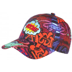 Casquette Rouge et Bleue Pop Art Design Original Boom Baseball CASQUETTES Nyls Création