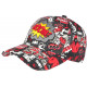 Casquette Rouge et Grise Pop Art Graphisme Original Boom Baseball CASQUETTES Nyls Création