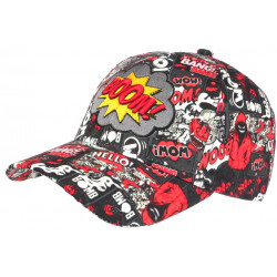 Casquette Rouge et Grise Pop Art Graphisme Original Boom Baseball CASQUETTES Nyls Création