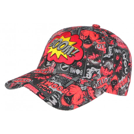 Casquette Corail et Grise Pop Art Style Original Boom Baseball CASQUETTES Nyls Création