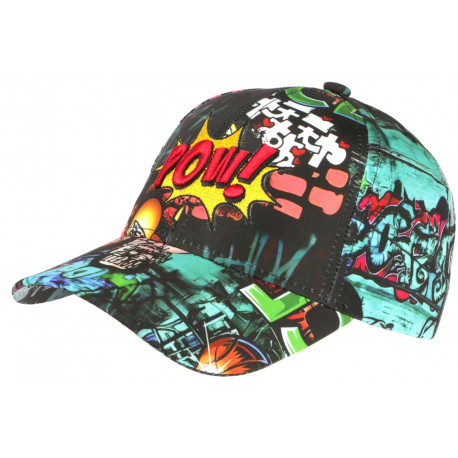 Casquette Verte et Orange Streetwear Pop Print Original Pow Baseball CASQUETTES Nyls Création