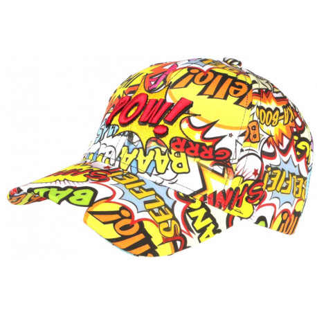 Casquette Jaune et Blanche Streetwear Pop Print Original Pow Baseball CASQUETTES Nyls Création